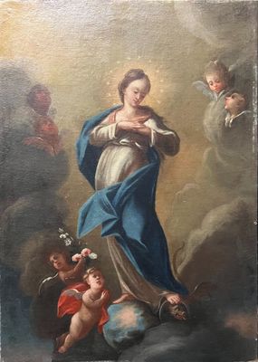 une image d'un tableau représentant une femme tenant un enfant dans ses bras