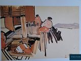 a picture of a painting of a man and a woman sitting at a table