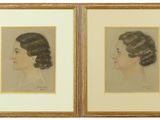 deux portraits encadrés représentant une femme de profil et un homme de profil