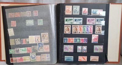 a book with a lot of stamps inside of it