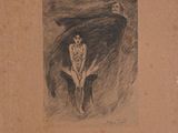 a drawing of a skeleton sitting on top of a horse