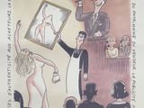 un dessin représentant une femme en robe et un homme en smoking