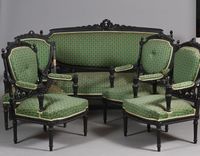 Ensemble de mobilier de salon en bois noirci mouluré et scul… (photo 4)