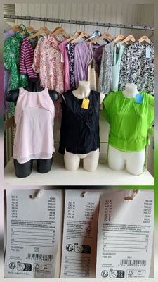 a display of clothes on a shelf in a clothing store