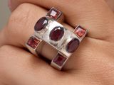 bague en argent sterling sertie de grenats et de grenats rouges
