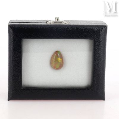 an oplite stone in a black box on a white surface