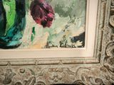 a painting of flowers in a vase on a table