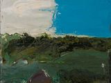 an image of a painting of a field with trees and a blue sky