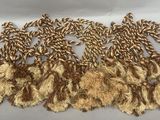 a close up of a bunch of brown and white tassels