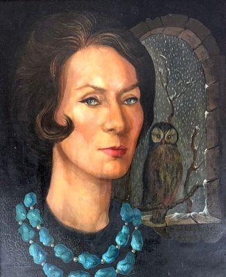 Jean-Paul CLEREN (1940-2017) Portrait à la chouette Huile su…