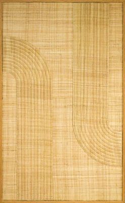 a close up of a picture of a bamboo mat with a wooden frame