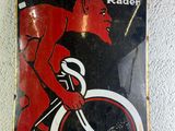 an image of a red and black sign on a white wall