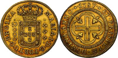 Pièce souveraine en or avec une croix au recto et une couronne au verso.