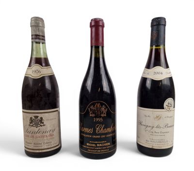 trois bouteilles de vin sont alignées sur une surface blanche
