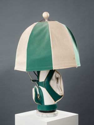 an image of a golf bag lamp with a golf bag on top of it