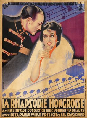 an old movie poster of a man and a woman looking at each other