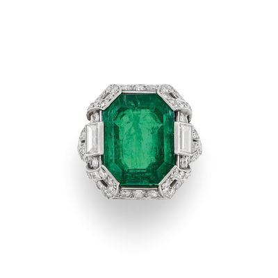an emerald and diamond ring