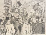 a drawing of a group of people in a room