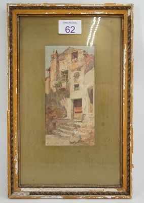 une image représentant un tableau représentant un bâtiment, encadré et accroché au mur