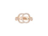 a rose gold ring with diamonds and the word courmet