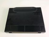 the back side of a laptop with a black plastic cover