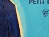 painting of a man in a blue jacket and tie on a blue wall