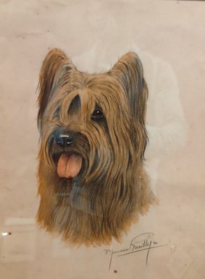 un tableau représentant un chien accroché au mur
