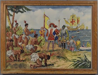 an image of a painting of a group of people on a beach
