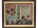 painting of a book and a bird on a table with books