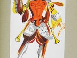 une image représentant le dessin d'un homme en costume tenant une trompette