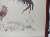 a picture of a painting of a rooster and a bird