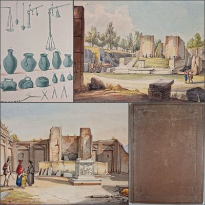 un tableau représentant un bâtiment sur lequel figurent de nombreux éléments différents
