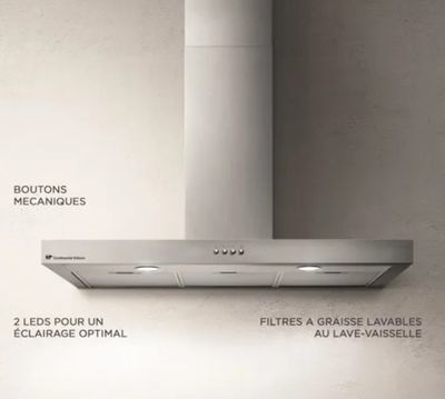 Hotte décorative inox CONTINENTAL EDISON CEHD9058S - 90 cm -…