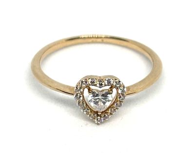 Bague en or jaune 9K 375 ml, ornée d'un motif cœur serti en …