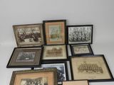 an assortment of framed photographs and framed pictures on a white surface