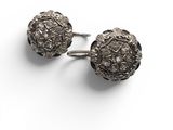 a pair of silver cufflinks on a white background