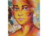an image of a painting of a woman ' s face on a piece of paper