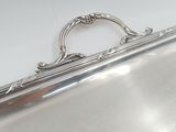a silver tray that has a handle on it