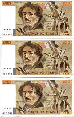 France. 100 Francs Delacroix. F.