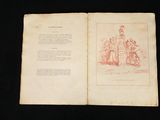 an open book with a drawing of a man and a woman