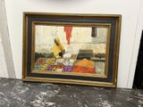 une photo d'un tableau accroché au mur à côté d'une horloge