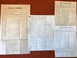 three sheets of paper are on a table with a calculator and a calculator