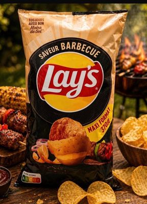 Lot de 36 paquets maxi format 350 gr chips barbecue DDM 04/2…