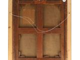 a close up of a wooden frame with a wire in it