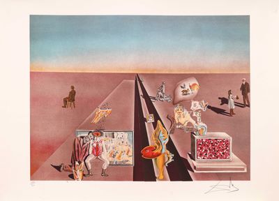 une image représentant un tableau où figurent un homme et une femme dans le désert