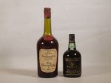 two bottles of liquor sitting next to each other on a table