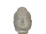 statue of a head of a buddha on a white background