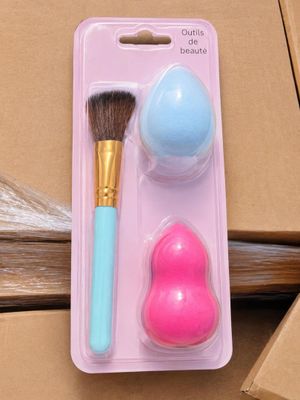 a pink and blue brush and a blue and white brush in a package