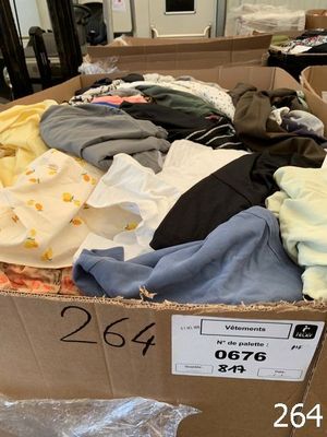 a box full of clothes that are on the floor
