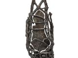 statue of a human hand with a chain around it on a white background
